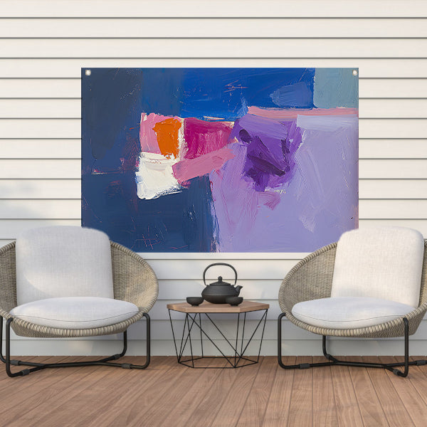 Abstract schilderij met kleurrijke vormen tuinposter