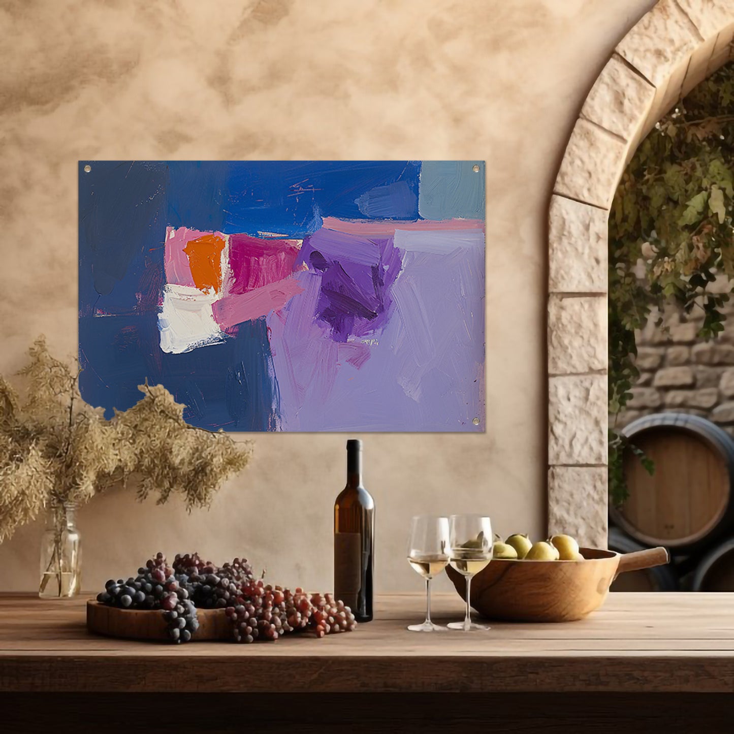 Abstract schilderij met kleurrijke vormen tuinposter