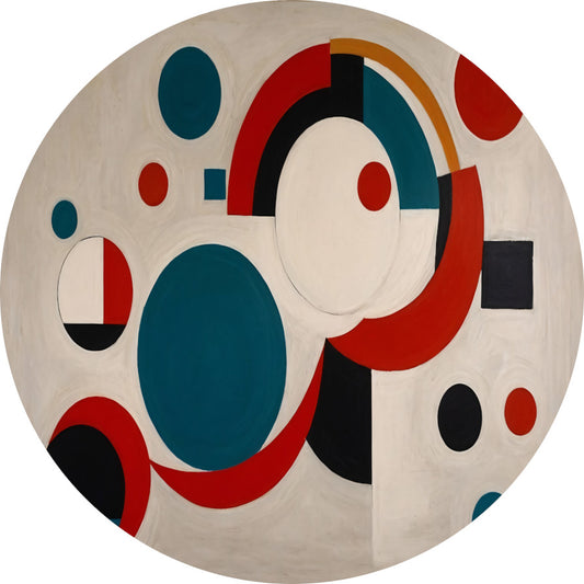 Abstracte Dans van Geometrische Vormen en Kleur aluminium muurcirkel