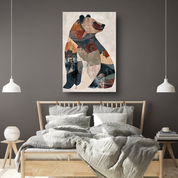 Abstract Geometrische Beer in Aardse Tinten poster