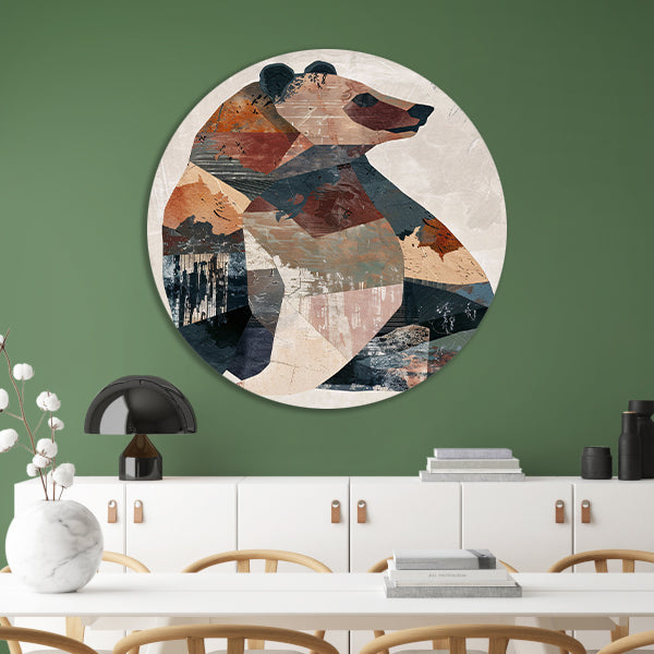 Abstract Geometrische Beer in Aardse Tinten forex muurcirkel