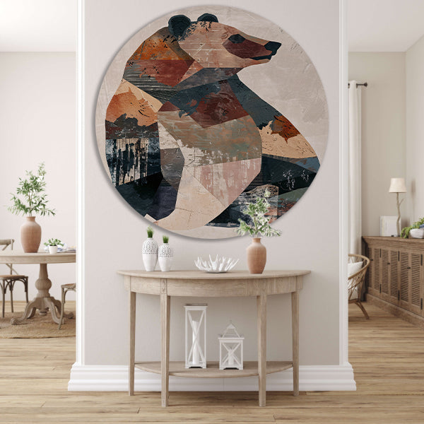 Abstract Geometrische Beer in Aardse Tinten forex muurcirkel