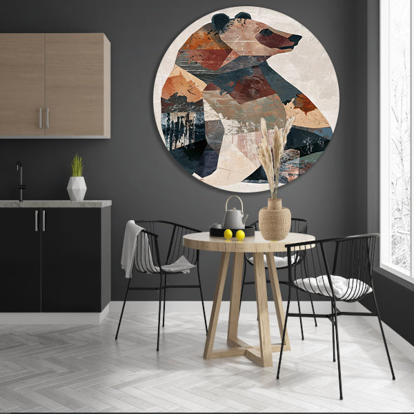 Abstract Geometrische Beer in Aardse Tinten forex muurcirkel