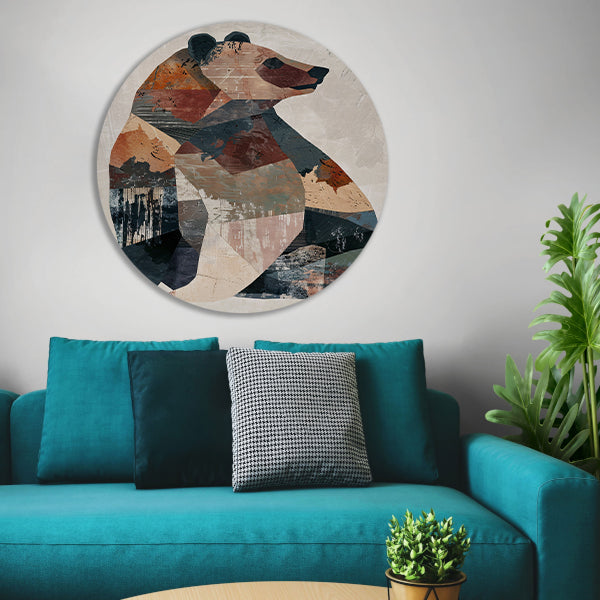 Abstract Geometrische Beer in Aardse Tinten forex muurcirkel