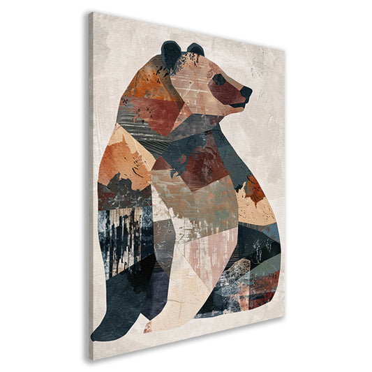 Abstract Geometrische Beer in Aardse Tinten canvas