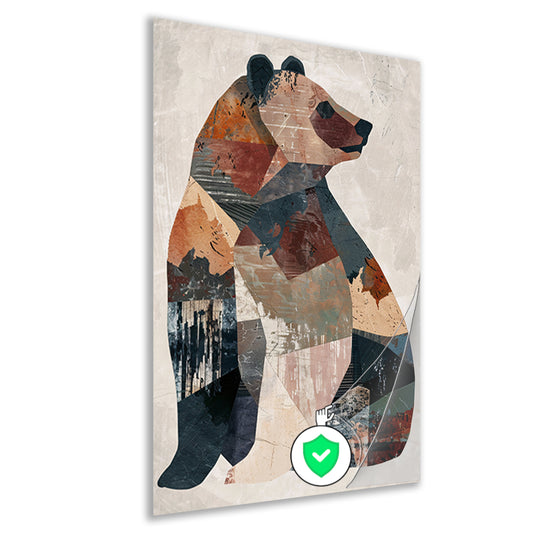 Abstract Geometrische Beer in Aardse Tinten poster