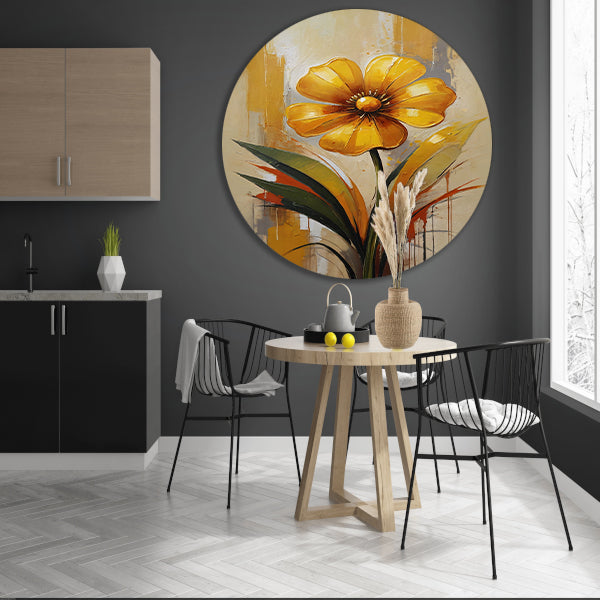 Impressionistische Dans van een Gele Bloem forex muurcirkel