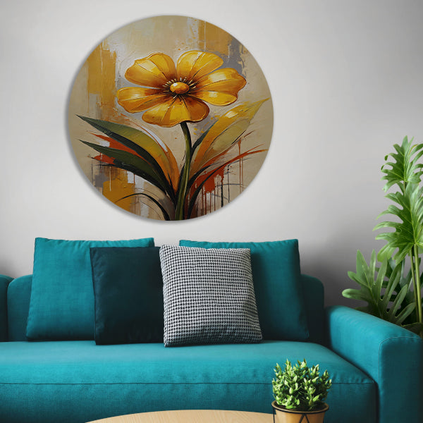 Impressionistische Dans van een Gele Bloem forex muurcirkel