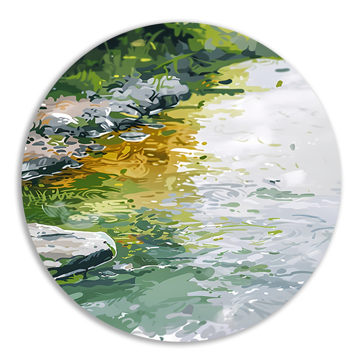 Impressionistisch schilderij van een rivier aluminium muurcirkel