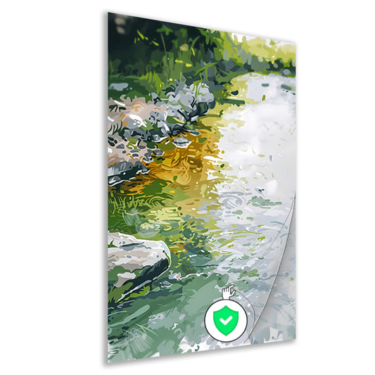 Impressionistisch schilderij van een rivier poster