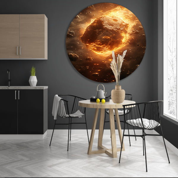 Vurige Meteoor Scheert Door Kosmos aluminium muurcirkel