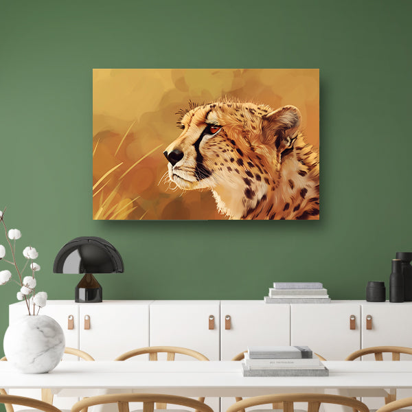 Realistisch schilderij van een majestueuze cheetah canvas