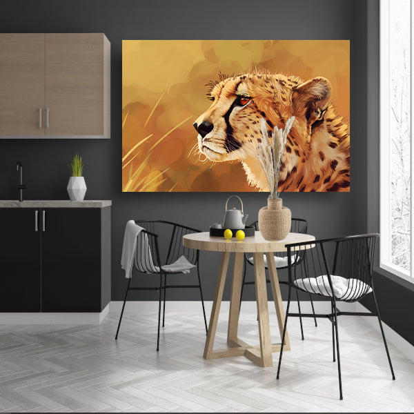 Realistisch schilderij van een majestueuze cheetah canvas
