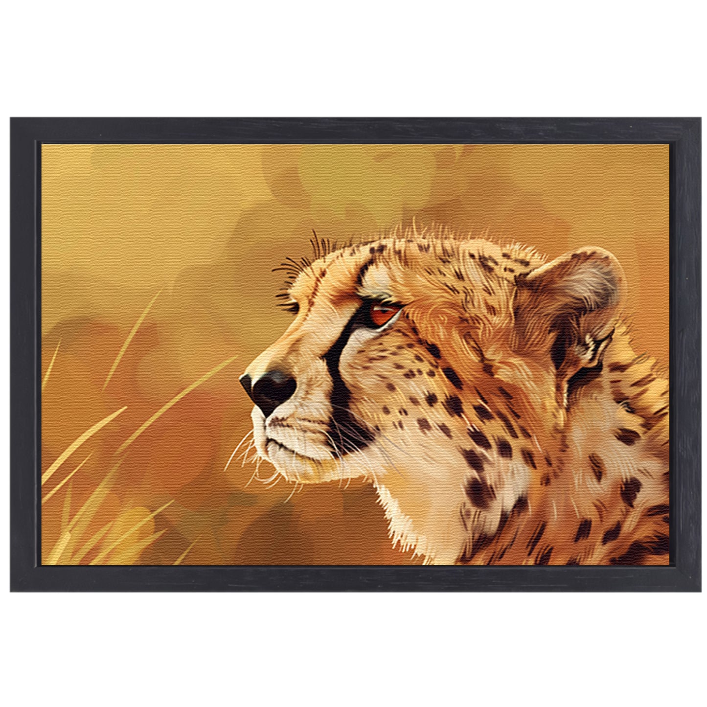 Realistisch schilderij van een majestueuze cheetah canvas met baklijst