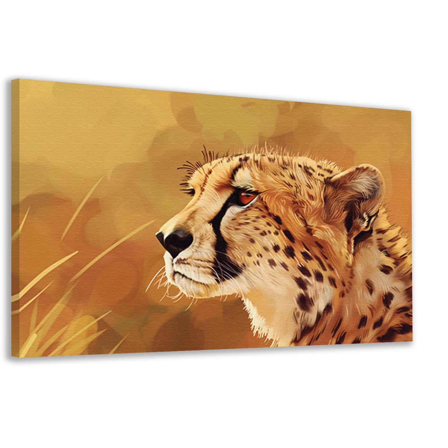 Realistisch schilderij van een majestueuze cheetah canvas