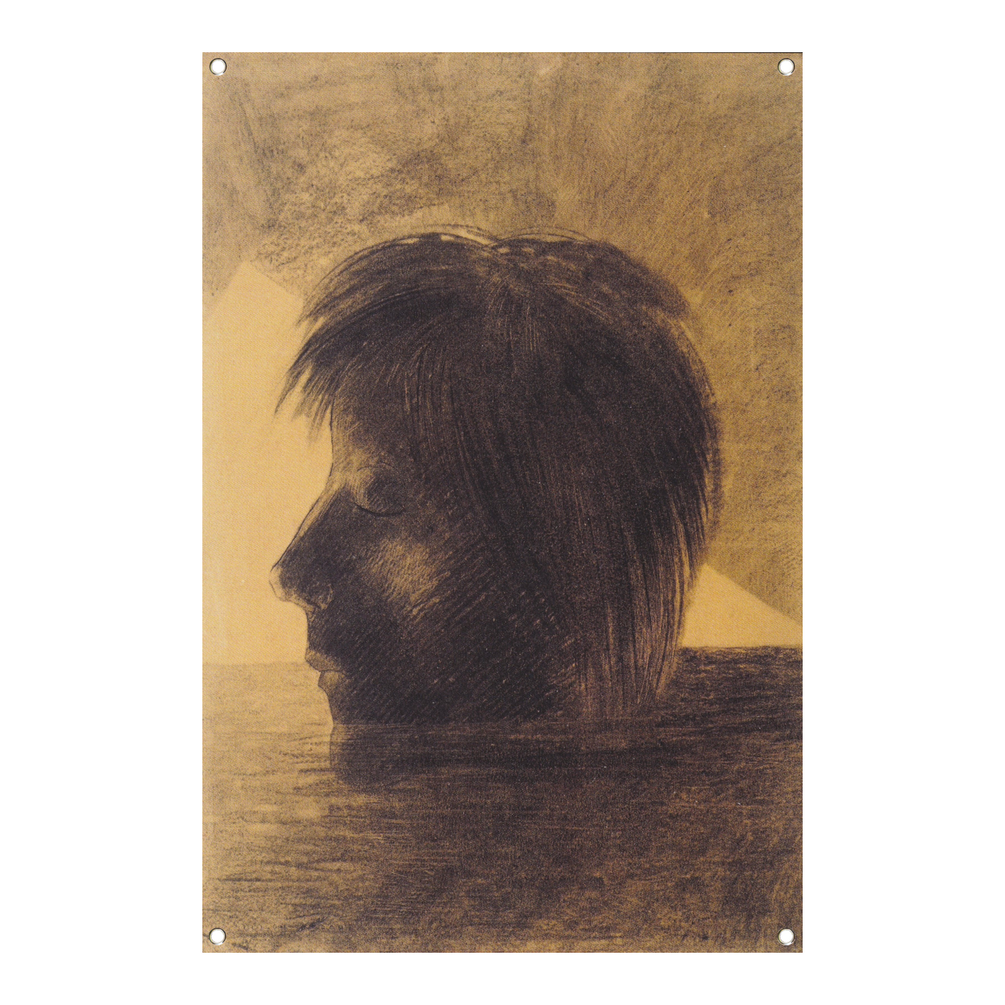 Hoofd van Orpheus drijvend in het water - Odilon Redon tuinposter