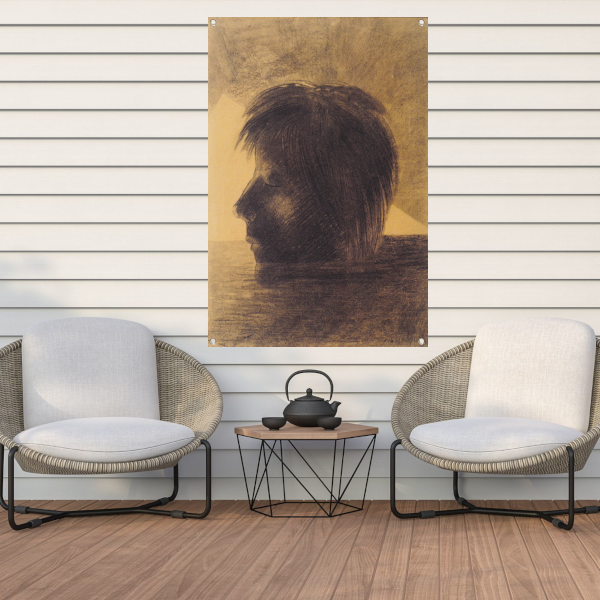Hoofd van Orpheus drijvend in het water - Odilon Redon tuinposter