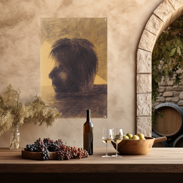 Hoofd van Orpheus drijvend in het water - Odilon Redon tuinposter