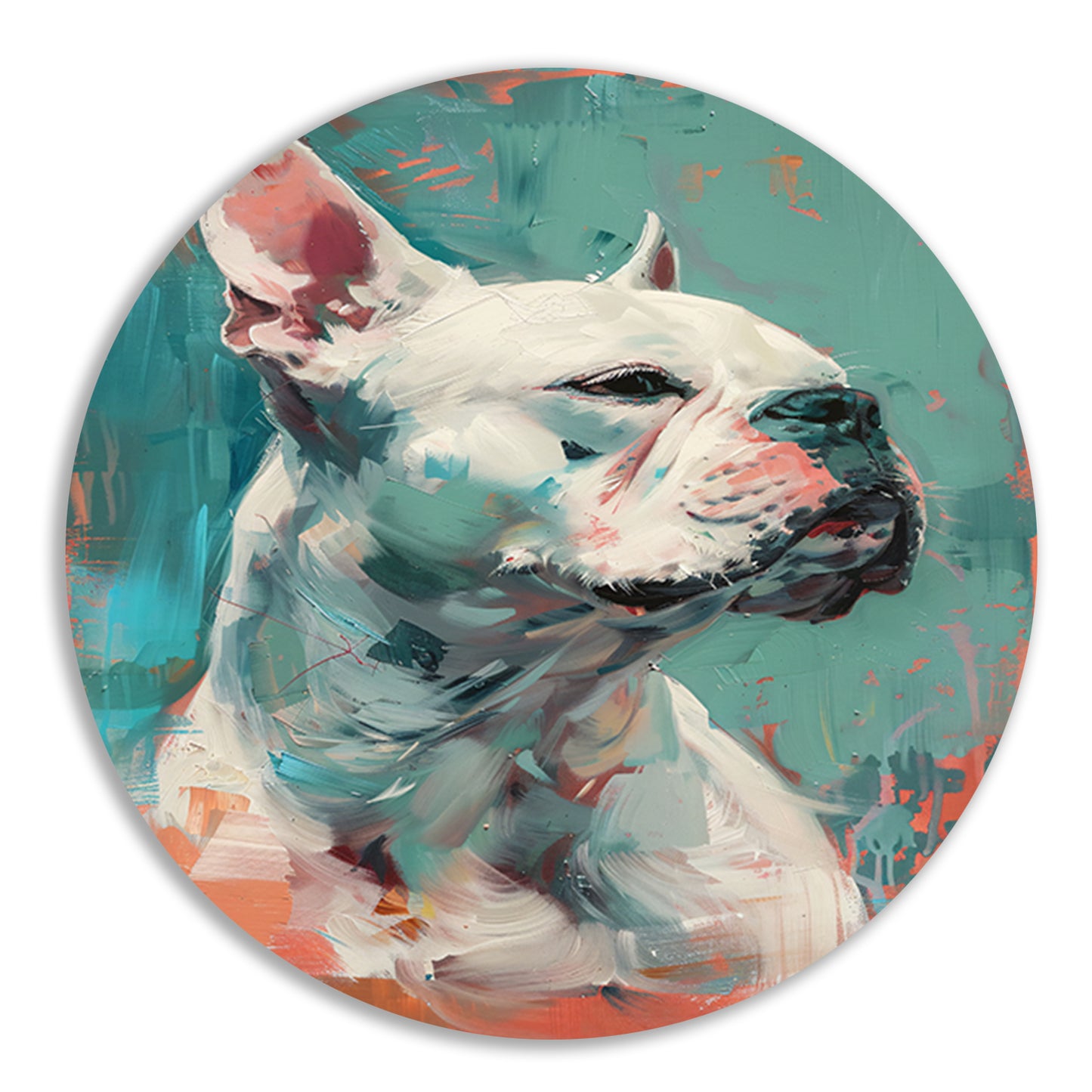 Kleurrijk abstract portret van een hond aluminium muurcirkel