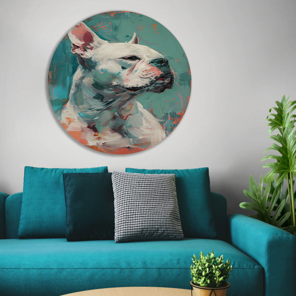Kleurrijk abstract portret van een hond aluminium muurcirkel