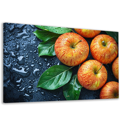 Glanzende appels met waterdruppels canvas