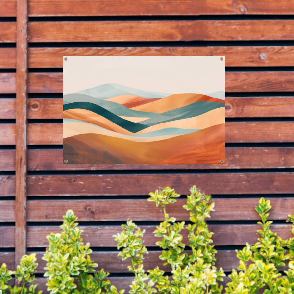 Abstract landschap met heuvels in pasteltinten tuinposter