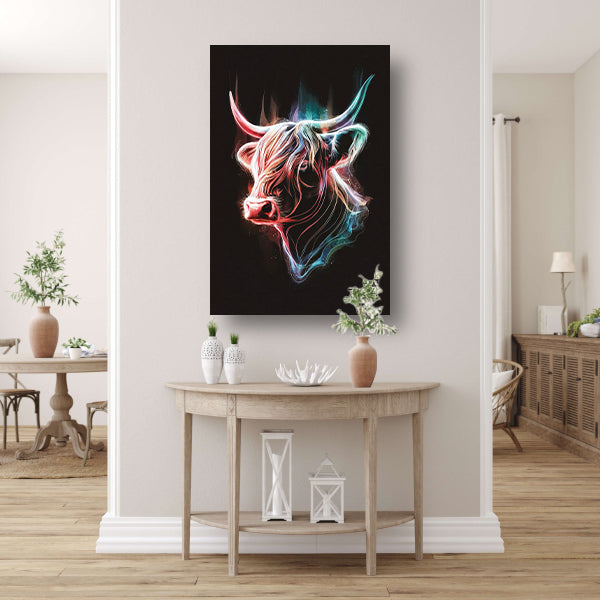 Abstracte Kleurendans van een Schotse hooglander poster