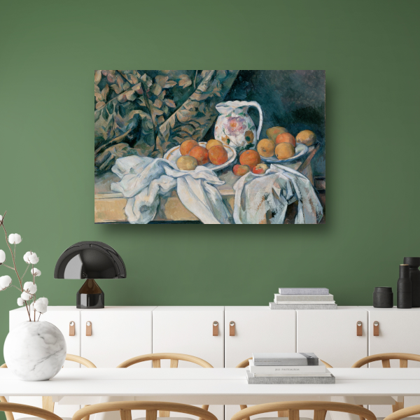 Stilleven met een gordijn - Paul Cézanne poster