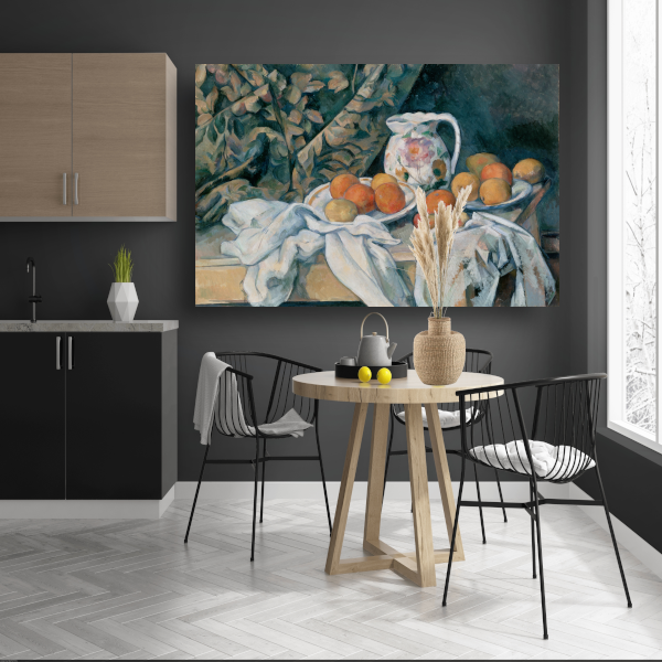 Stilleven met een gordijn - Paul Cézanne poster