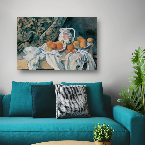 Stilleven met een gordijn - Paul Cézanne poster