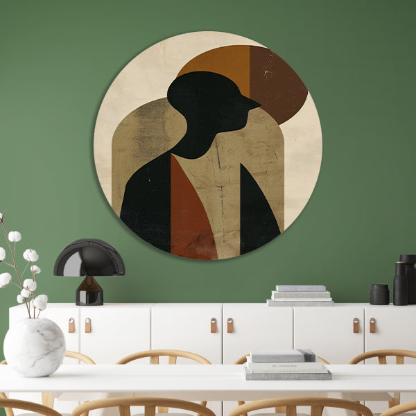 Abstract silhouet met geometrische vormen en neutrale kleuren forex muurcirkel