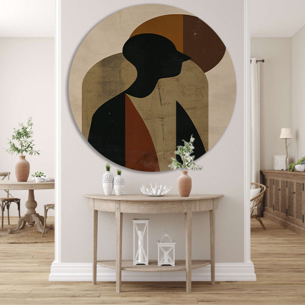 Abstract silhouet met geometrische vormen en neutrale kleuren forex muurcirkel