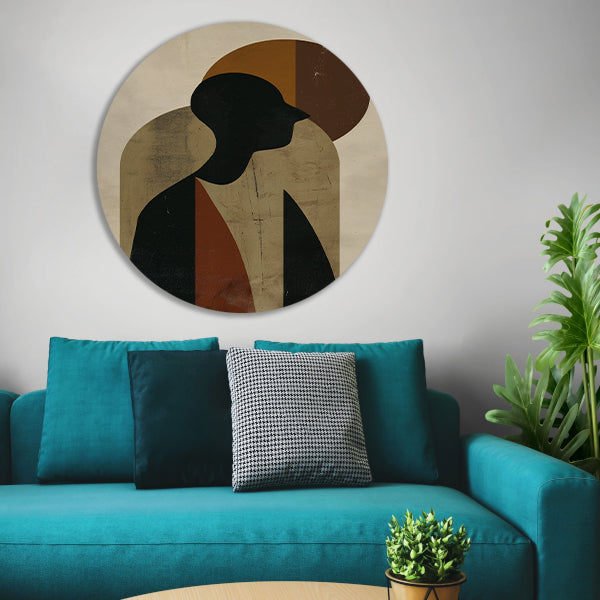 Abstract silhouet met geometrische vormen en neutrale kleuren forex muurcirkel
