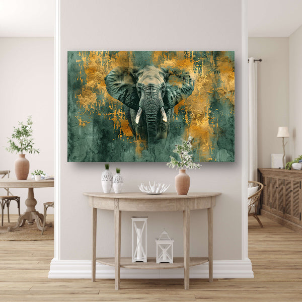 Mysterieus olifant portret met gouden accenten acrylglas
