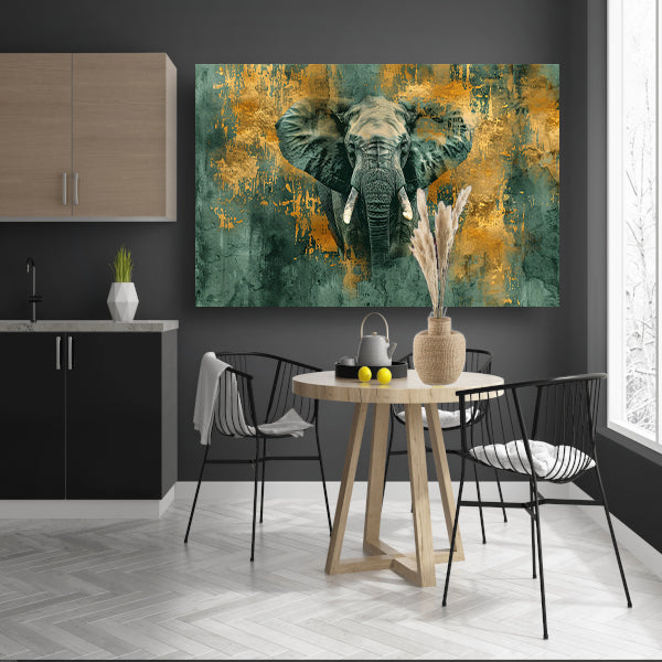 Mysterieus olifant portret met gouden accenten acrylglas
