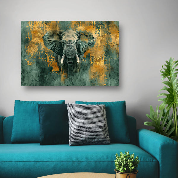 Mysterieus olifant portret met gouden accenten acrylglas
