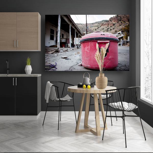 Rode Prullenbak Banksy Straatkunst canvas met baklijst