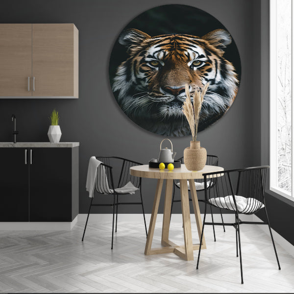 Portret van een majestueuze tijger aluminium muurcirkel
