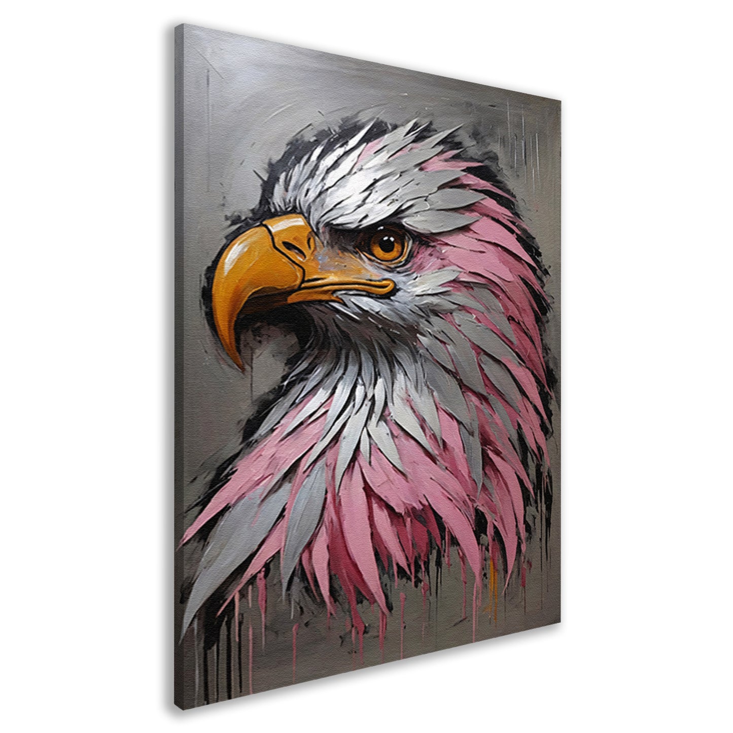 Abstract zilver en roze adelaarskop olieverfschilderij canvas