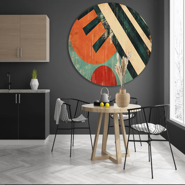 Abstracte geometrische vormen met dynamische lijnen aluminium muurcirkel