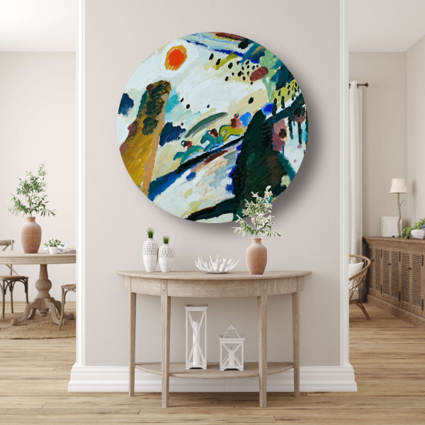 Romantisch landschap - Wassily Kandinsky aluminium muurcirkel