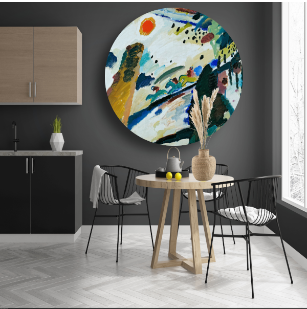 Romantisch landschap - Wassily Kandinsky aluminium muurcirkel