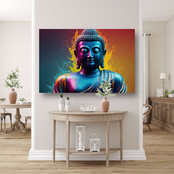 Meditatieve Boeddha in Kleurenspektakel canvas