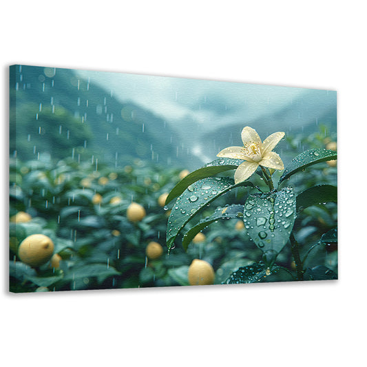 Gele narcis op groene stengel canvas