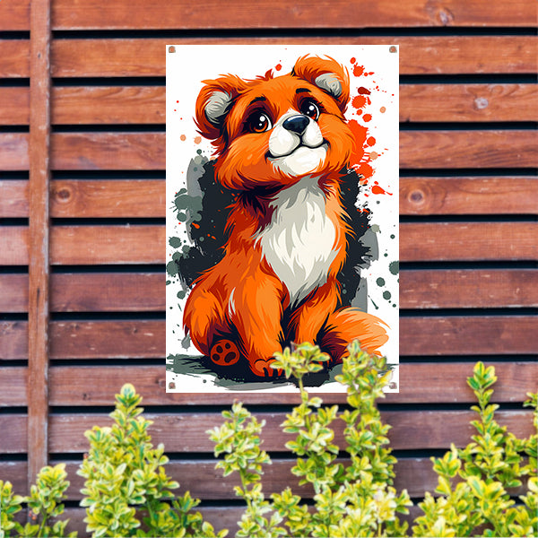 Digitale kunstprint van een vrolijk vosje tuinposter