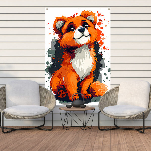 Digitale kunstprint van een vrolijk vosje tuinposter