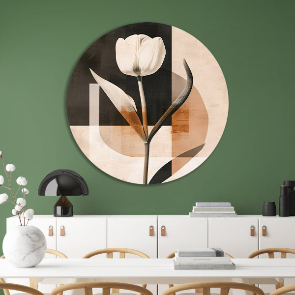 Elegante Sepia Tulp op Moderne Achtergrond forex muurcirkel