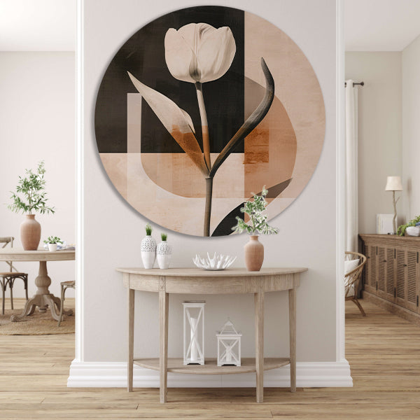 Elegante Sepia Tulp op Moderne Achtergrond forex muurcirkel