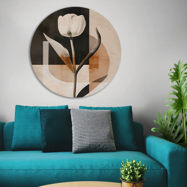 Elegante Sepia Tulp op Moderne Achtergrond forex muurcirkel
