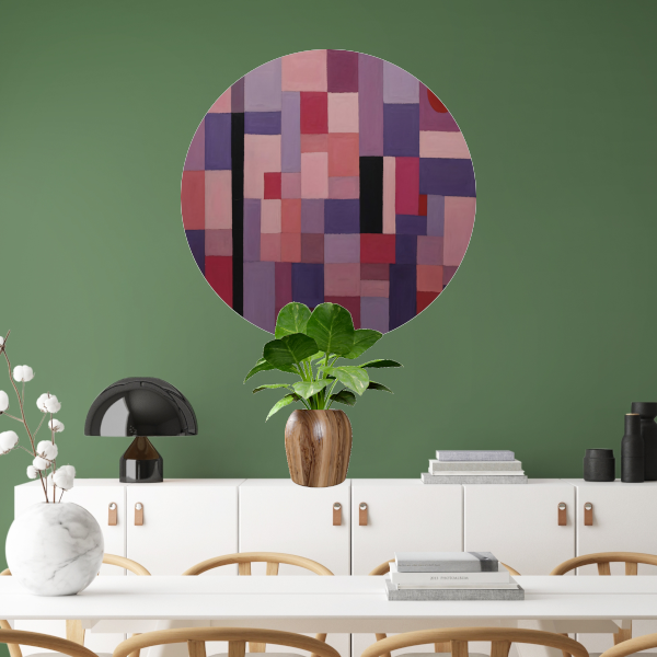 Harmonie van subtiele paarse en roze tinten aluminium muurcirkel